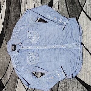 BUCKLE BLACK NO. 48 TAILORED FIT PEARL WHITE SNAP-BUTTON LONG-SLEEVED SHIRT M